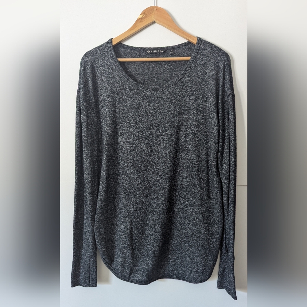 Athleta Women's Medium Lombard black & gray heathered lightweight knit top